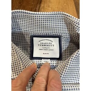 The Home Of Proper Shirts Charles Tyrwhitt London gingham dots Shirt Sz XL Slim